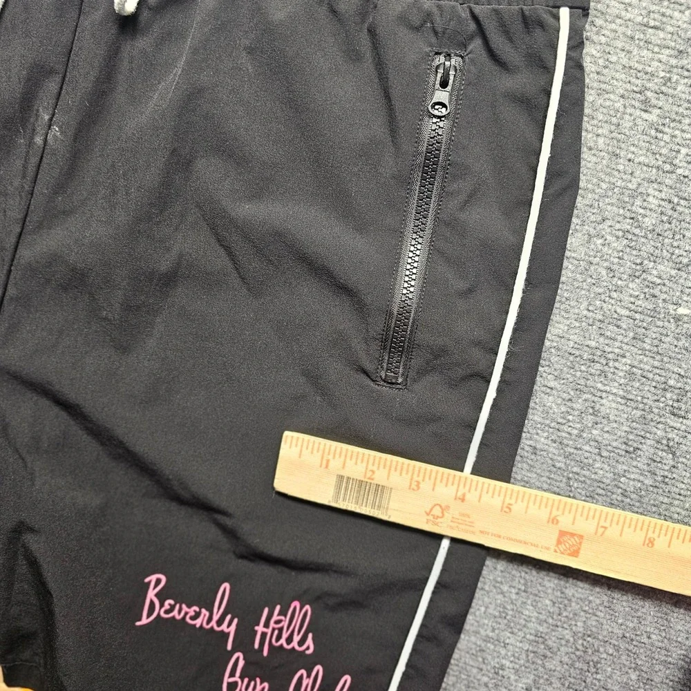 Beverly Hills Gun Club Mens Shorts Large Black Pink Logo Zipper Pockets Athletic